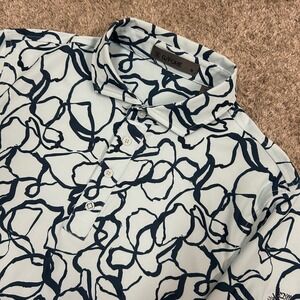 G/FORE Polo Shirt Size Medium Light Blue Navy Abstract Print Golf Mens